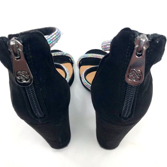 Daisy Fuentes RYATT Black Fabric Rhinestone Sparkle Heeled Sandals - Picture 14 of 16